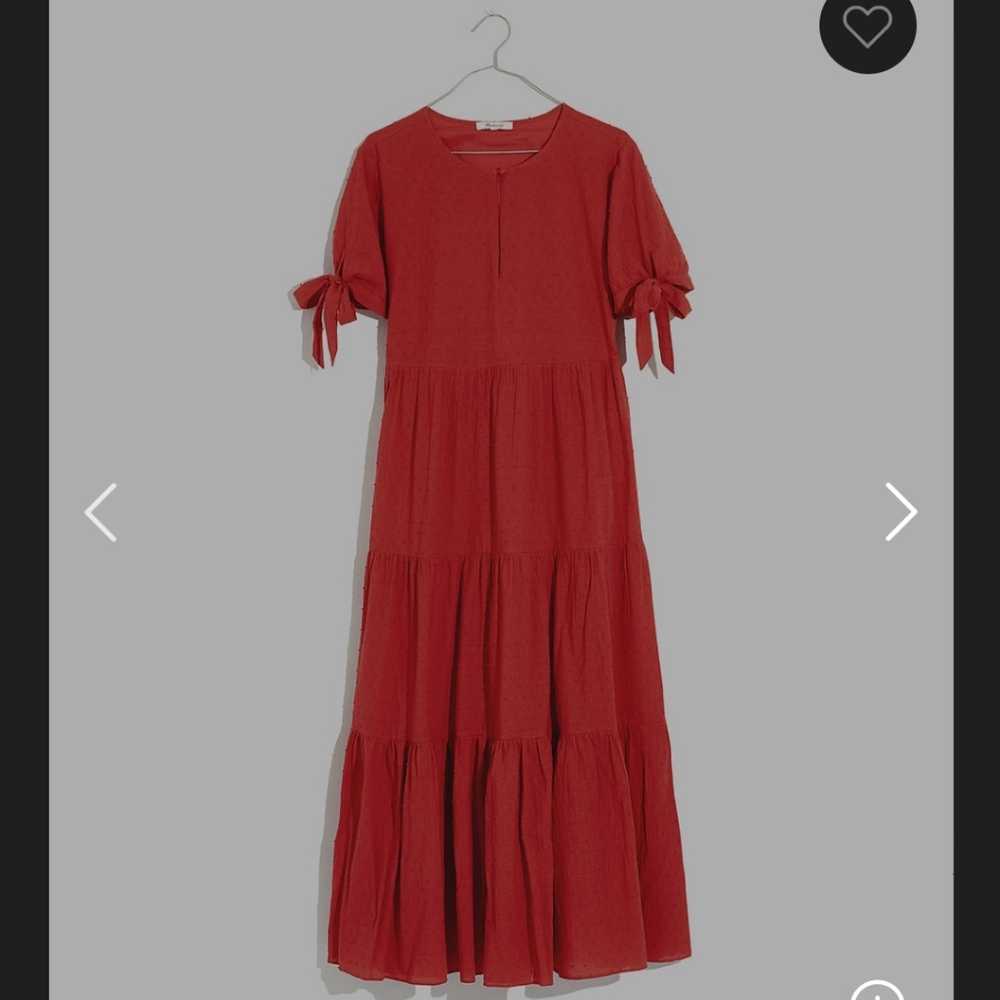 NWT Madewell Tie-Sleeve Midi Dress in Swiss Dot